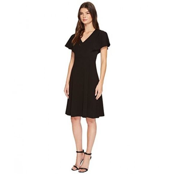 Calvin Klein Black Short Sleeve Fit & Flare Dress - Picture 7 of 8